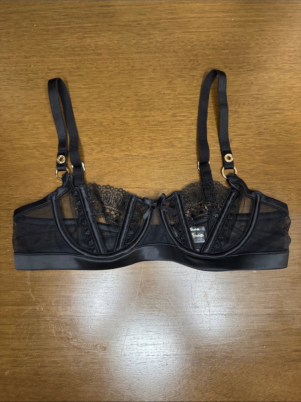 Honey Birdette Sheer Lace Underwire Bra - Black